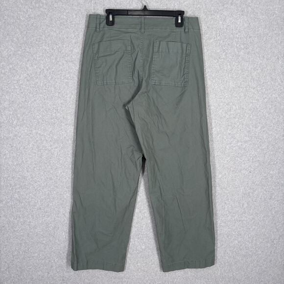 A New Day Pant 12 Green Wide Leg Stretch Trouser Utility Academia Minimal Quiet - Picture 9 of 13